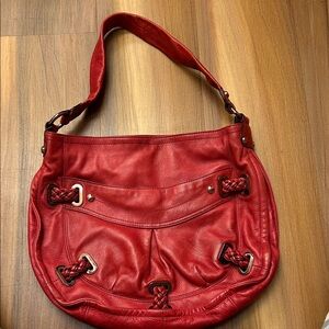 Elegant Red B. Makowsky Leather Shoulder Bag
**REDUCED PRICE TODAY ONLY**